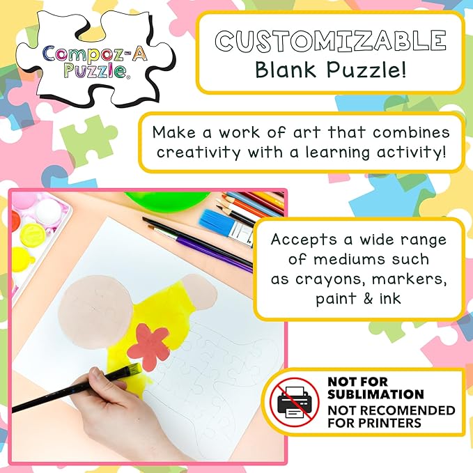 Hygloss 6 Blank Person-Shaped Puzzles – 8.5 x 10.5 Inches – Ideal for All-About-Me Activities – Write, Draw, and Decorate – 26 Pieces Each
