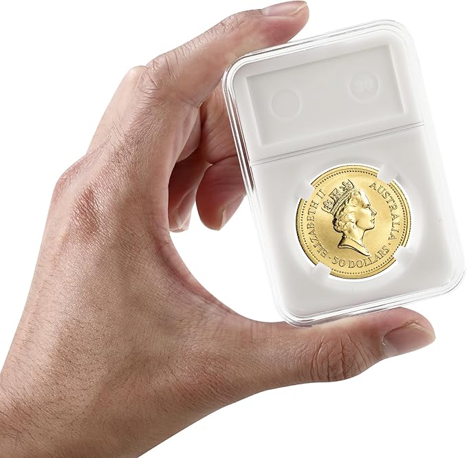 10-Pack Silver Dollar Coin Holder, 33mm Collection Coin Holder, Clear Acrylic Coin Slab Protectors and Display Case for Morgan, Peace, IKE Silver Coin, Four-Point Fixation Coin Capsules