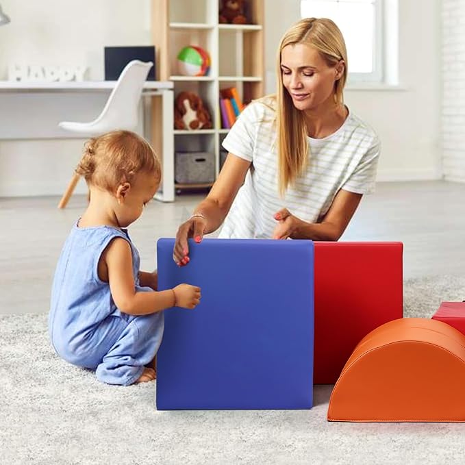 GarveeLife Foam Climbing Blocks for Toddlers, Waterproof Toddler Climbing Toys, Baby Jungle Gym Indoor Lightweight, Easy to Clean Foam Play Gym 5PCS