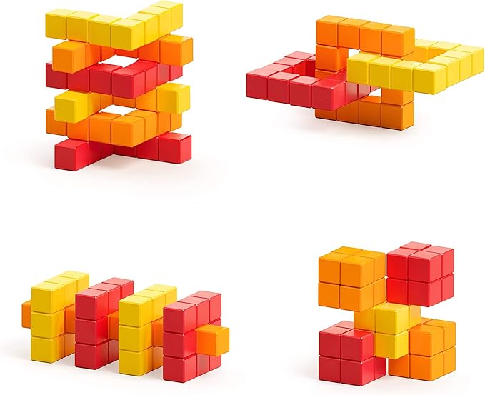PIXIO Lava - Tiny Magnetic Blocks Building Toy in The Pixel Art Style with Free App - 5/16" Plastic Cubes with 6 Magnets Inside - Open Ended Toy - Creativity Toy for Ages 6+ - 60pcs