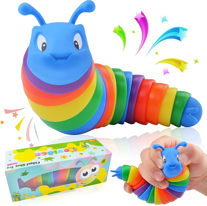 Cevioce Fidget Slug Toy, Sensory Slug Fidget Toys for Kids & Adults, 1 PC Autism Sensory Toys for Autistic Children Toddlers Christmas Stocking Stuffers Toddler Toys Girl Boy Birthday Gifts