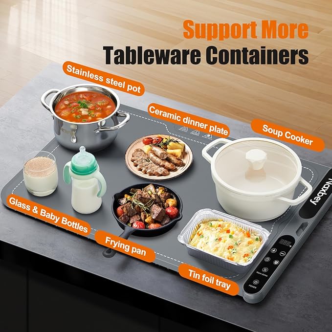 Warming Mat for Food, Food Warmers for Parties Buffet, Foldable Food Warming Mats for Countertops and Daily Use with Timer and 7 Temperature Levels, with one-touch heating button, 15"x23.6"