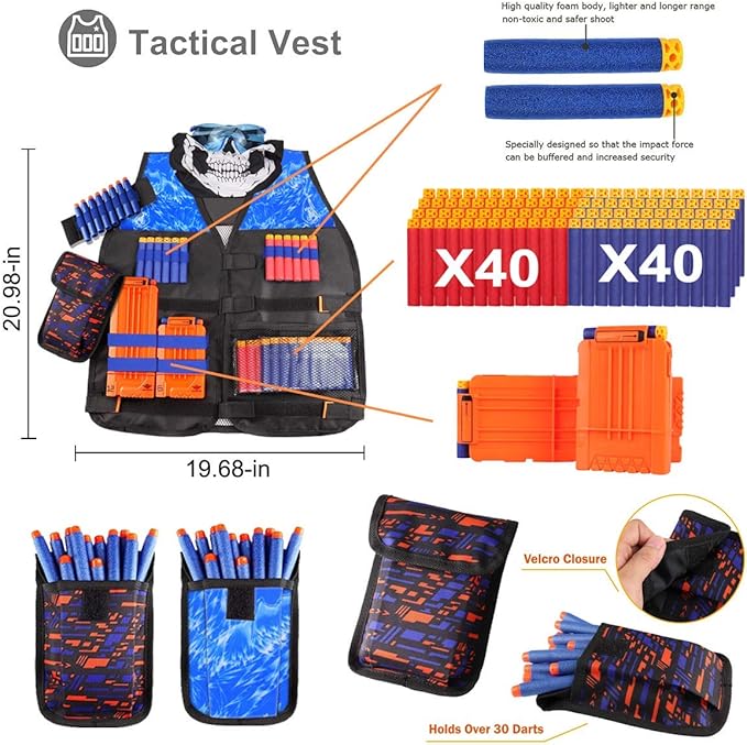 POKONBOY 2 Sets Tactical Vest Kits Compatible with Nerf Guns N-Strike Elite Series