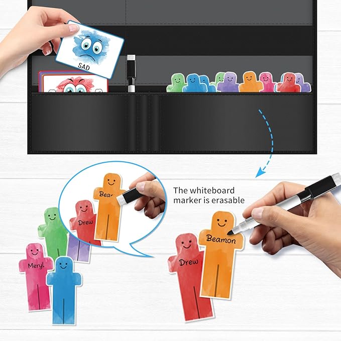 Feeling and Emotions Pocket Chart for Classroom Management Feelings Emotions Tracker for Kids Toddler Back to School Supplies Recognition Tool