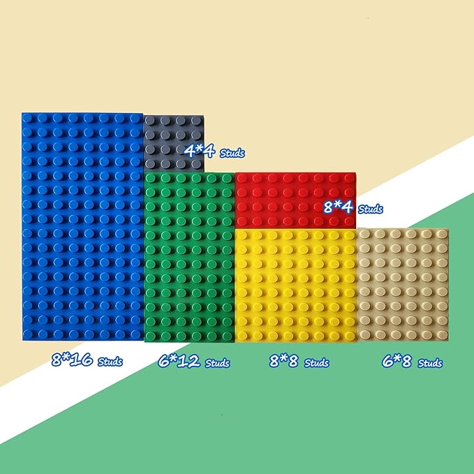 Classic Building Plate, 60pcs Random Mixed Colour with 6 Size Building Plate Base Plate, Compatible with Lego Parts and Pieces, Building Bricks, for Most Brands