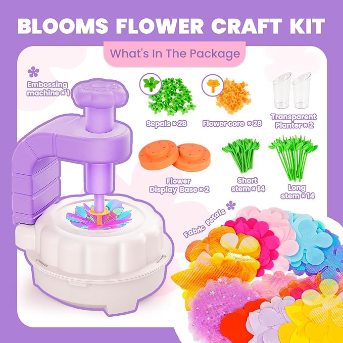 Toys for Girls 3 4 5 6 7 8 9 10 Years Old, DIY Craft Kits for Kids, Fabric Flower Bouquets for Girls Gifts, Educational Learning Detective Toys for Toddler Kids,Birthdays Gifts (Purple)