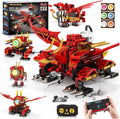HOGOKIDS 5-in-1 Dragon Robot Building Toys with 6 Lighting Colors & 5 Light Effects - 354PCS Remote & App Control Robots Toy Set for Kids, RC Robot Building Toys Gifts for Teens Boys Girls Age 8-12