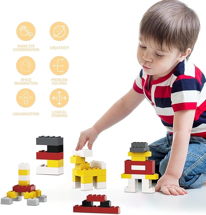 100 Piece Classic Building Blocks, Compatible with Lego, Red Bricks in Bulk