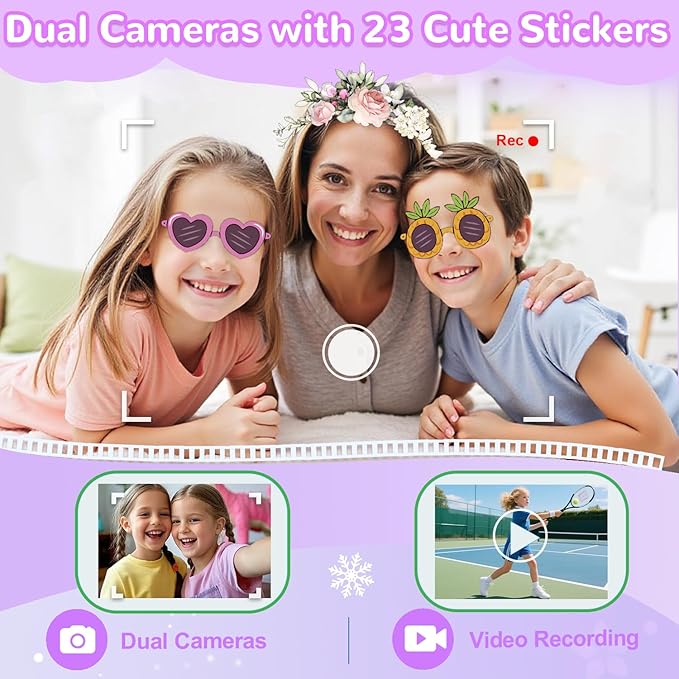 Lapare Kids Smart Phone Toy for Girls, 2.8" Touchscreen Toddler Learning Play Toy Phone with Dual Camera, Game, Music Player, 32GB SD Card, Christmas Birthday Gifts for Girls Age 3-10(Purple)