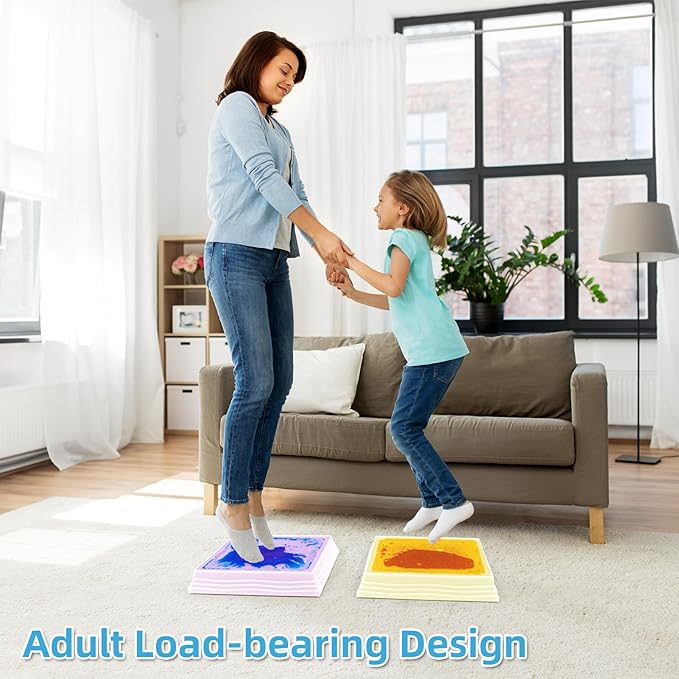 Art3d 12×12 Inch Sensory Interactive Liquid Motion Tiles for Toddlers Kids & Adult - Touch Sensitive 7 Color Changing Flooring Tile for Home Décor, Indoor & Outdoor Activities, 3-Pack