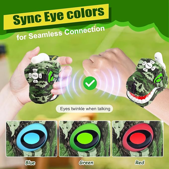 Dinosaur Walkie Talkies for Kids 2 Way Radios Toys for Boys Girls Ages 3-12 Long Range, 3 Channels Outdoor Adventure, Camping, Hiking Gifts Birthday Gifts Christmas Stocking Stuffers