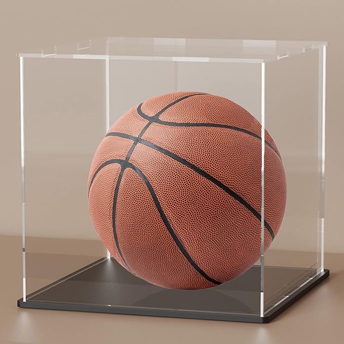 Acrylic Display Case, 11x11x11 Inch Cube Acrylic Boxes for Display, Clear Display Cases with Matte Black Base and Lid for Collectibles and Figures