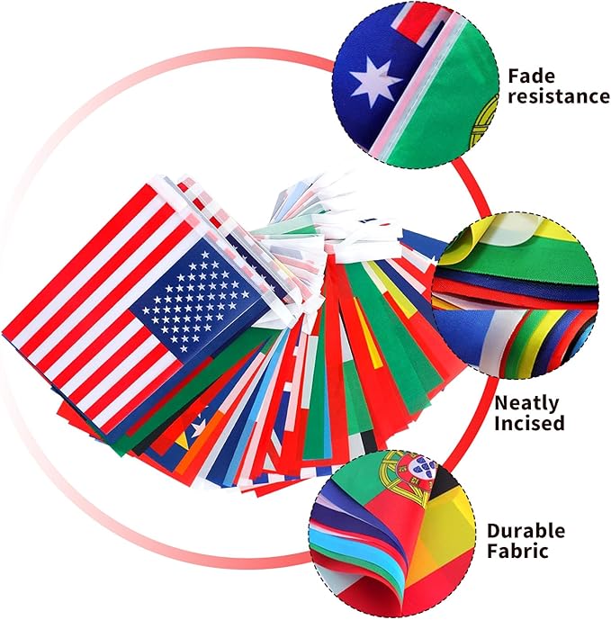 International Flags of The World 200 Countries Pennant Bunting World Flag Banner for Themed Parties, Grand Openings, Around the World Decorations