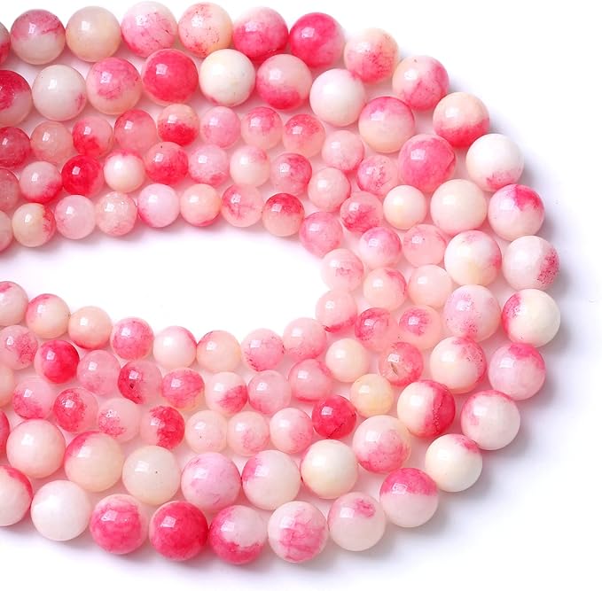 12MM 32PCS Pink Tourmaline Jade Stone Beads for Jewelry Making DIY Bracelet Necklace 15"