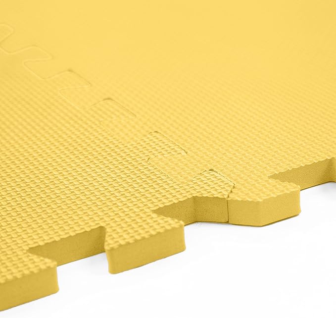 FlooringInc's 1/2" Soft Non-Toxic Baby Play Mat, Toddler Playmat, Colorful Puzzle PlayMat, Floor Mats for Kids & Babies, EVA Foam Interlocking Tiles for Nursery & Playroom | Yellow, 50 Tiles, 200 SqFt