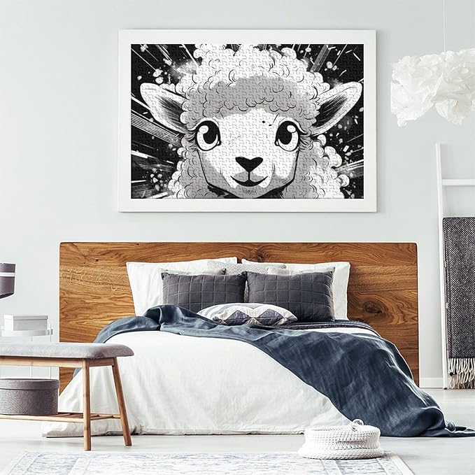 Sheep 1000 Pieces 3D Animal Thickened Wooden Jigsaw Puzzle for Adults Fun Toy Intellectual Game Home Decoration Stress Relief Toy Education Game Premium & Durable 1000pcs (75x50cm)