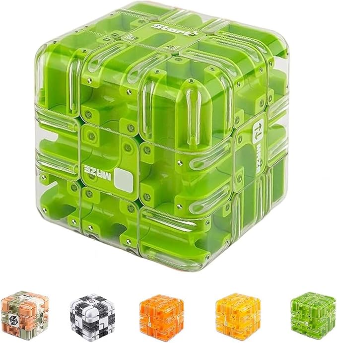 Large 3D Labyrinth Cube Puzzle, 3D Magic Cube Maze Ball Puzzle, Magic Cube Ball Dual-Use, Improve Spatial Recognition and Cultivate Logical Thinking for Adults Teens (Green)