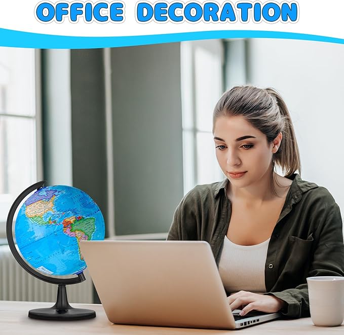 GOCHANGE 8" Kids Globe, Political Globe with HD Waterproof Surface & Writable & Erasable Globe & Bright Colors to Stimulate Children's Interest, Funny Educational Tools & Desk Decoration & Gifts