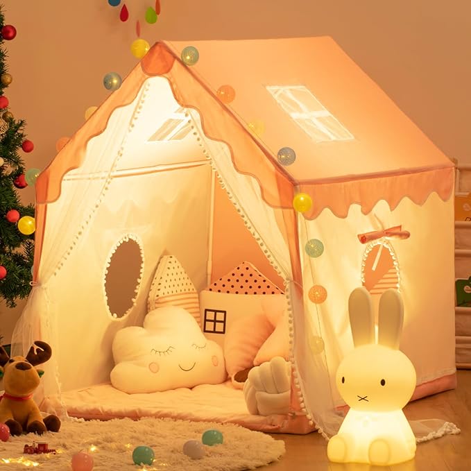Kids Play Tent Children's Tent Indoor Princess Girl Castle Game House Household Small House Outdoor Toy House with a String of Star Lights