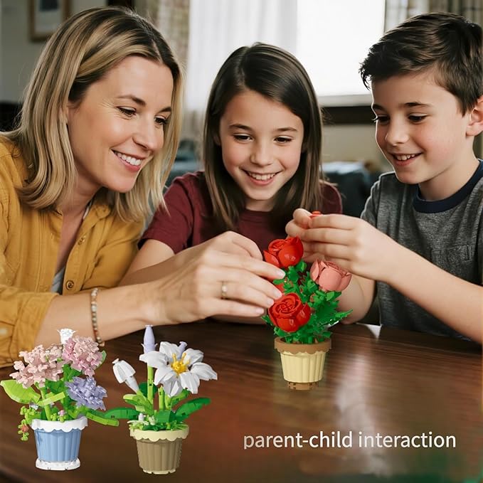 Party Favors for Kids, Tiny Plants Mini Flowers Building Blocks Set for Classroom Prize, Flowers Building Toy, Birthday Gifts for Boys Girls (Lily+Carnation)