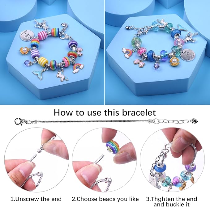 2880pcs Girls Toys Bracelet Making Kit,Beads Charm Jewelry Making Kit Supplies,Clay Beads Unicorn/Mermaid Crafts Birthday Christmas Gifts for Girls