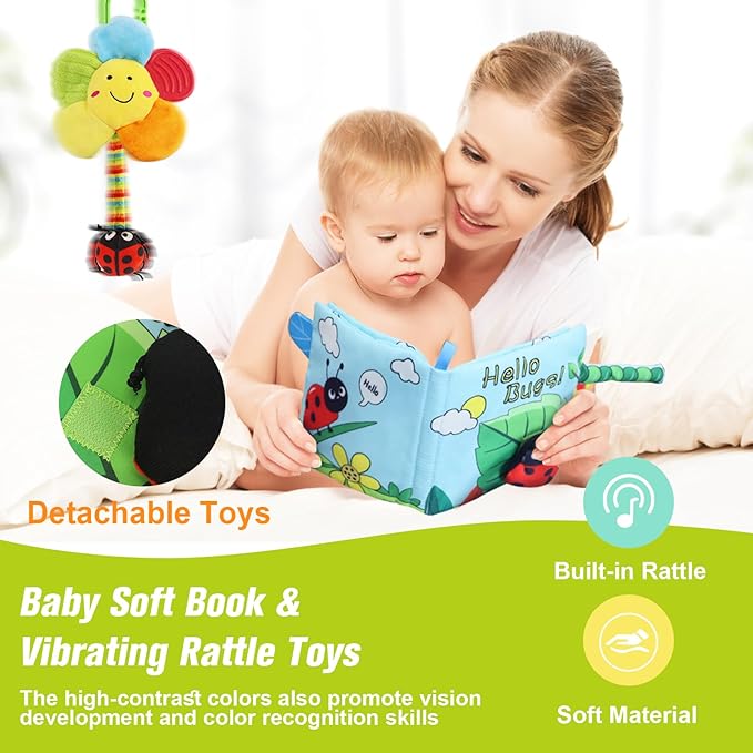vocheer Stacking Toys for Babies 6-12 Months, 6 in 1 Montessori Toys 7-9 Months Brain Development, Infant Tummy Time Sensory Toy, Early Education Babies Toy Kit Gift