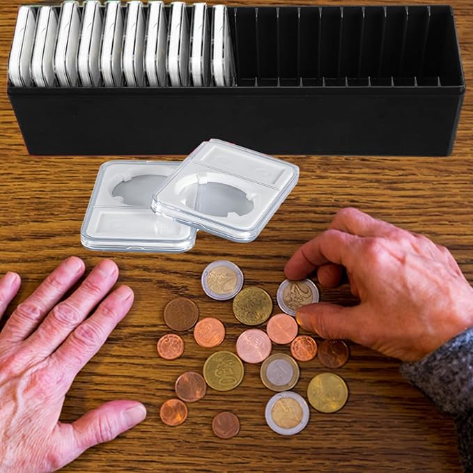 MUDOR 4 Pack Coin Slab Storage Box, Plastic Coin Slab Holder for Coin Collectors, Coin Holder Case Compatible with 20 Slab PCCB PCGS Coin Holders, Olny Box