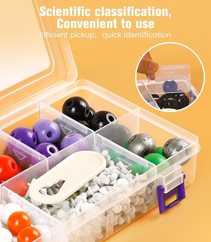 Organic Chemistry Model Kit-124 PCS,Portable Molecular Model Kit for Chemistry Classes,Atomic Element Model Set for Organic＆Inorganic Learning,Supply to Students ＆ Teachers