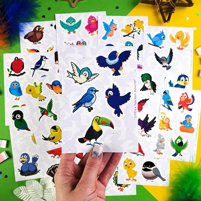 BulbaCraft 100Pcs Bird Stickers, Bird Party Favors, Parrot and Hummingbird Stickers, Gifts for Women & Men
