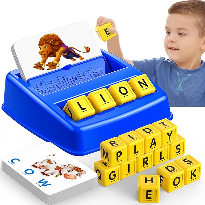 LIWIN LET'S GO! Learning Games for Kids Ages 3-8, Matching Letter Game for Kids Toys Ages 3-8 Educational Toys for 3-8 Year Olds Boys Girls Birthday Party Gifts for 3-8 Year Olds Boys Girls Blue