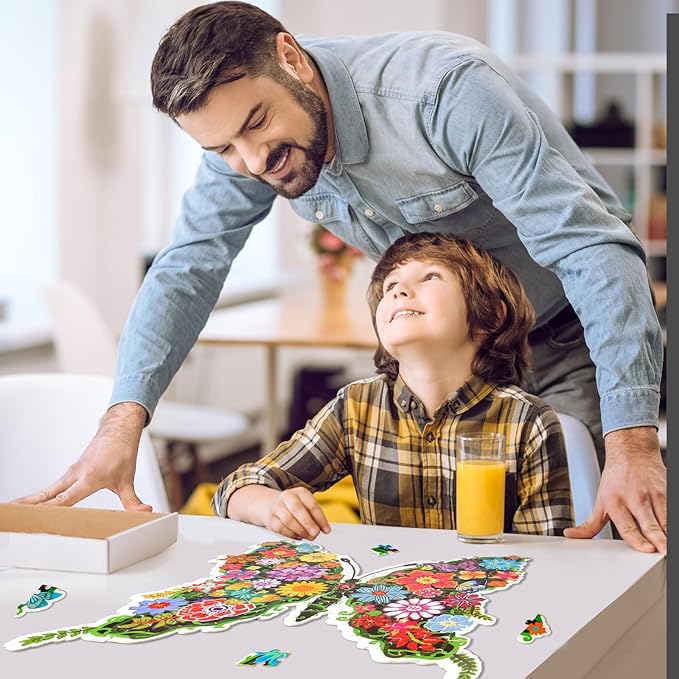 Puzzles for Kids Ages 6-8,8-10 and Adults, Butterfly Shaped Jigsaw Puzzles for Wall Home Decor
