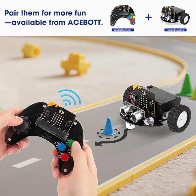 ACEBOTT Wireless Controller for Micro:bit Kit, STEM Kit Coding Robot kit Compatible With Makecode, Remote Control for Programming Learning, Gifts for Kids and Teens(Not included Micro:Bit)