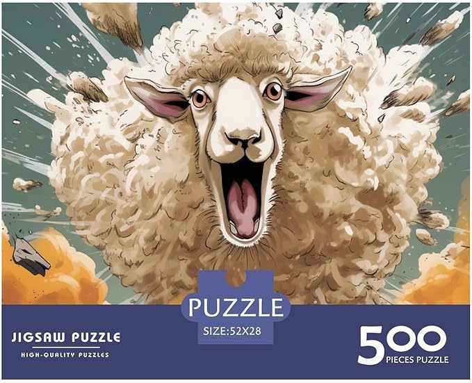 Sheep for Adults Fun 500 Pieces 3D Animal Thickened Wooden Jigsaw Puzzles Toy Intellectual Game Stress Relief Toy Decoration Education Game Relaxation and Intelligence 500pcs (52x38cm)