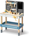 ROBOTIME Kids Tool Bench, Wooden Toy Tool Bench with Realistic Tools and Electric Drill, Kids Workbench for Kids Pretend Play Learning, Toddler Tool Bench Gift for Boys & Girls Age 3-5 (Blue)
