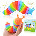 Cevioce Fidget Slug Toy, Sensory Slug Fidget Toy for Kids & Adults, 2 PCS Cute 3D Articulated Sensory Toys - Can Be Spliced, Safe｜Exercise Wrist Strength & Stress Relief, Great Gift for ADHD Autism A