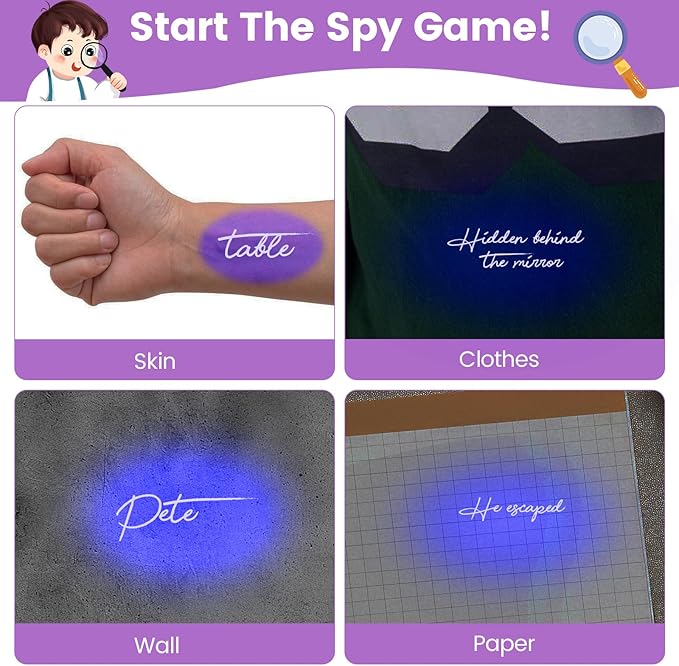 Invisible Ink Pen with UV Light, 36 Pcs Spy Pens, Party Favors for Kids 8-12 4-8, Classroom Prizes for Students, Magic Marker for Secret Messages, Party Birthday Halloween Goodies Christmas Stuffers