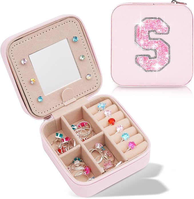 Travel Jewelry Case - Personalized and Aesthetic Jewelry Organizer for Women, Travel Essentials, Birthday Gifts for Girls - Pink,S