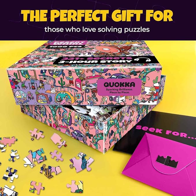 QUOKKA 1000 Piece Puzzle for Adults and Teens – Desert Whirl Adult Jigsaw Puzzles with Hidden Secrets & Audio Story – Detailed Visual Puzzle Game for Focus & Relaxation with Twist – FSC Certified Gift