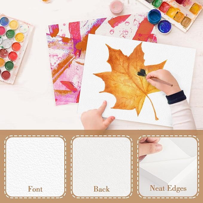 50PCS 4x6 Watercolor Paper Bulk, 140lb/300g Cold Press Thick Water Color Paper Pad for Kid Child Adult, White Art Paper for Drawing Painting Markers Gouache, Textured Cotton Paper Sheets