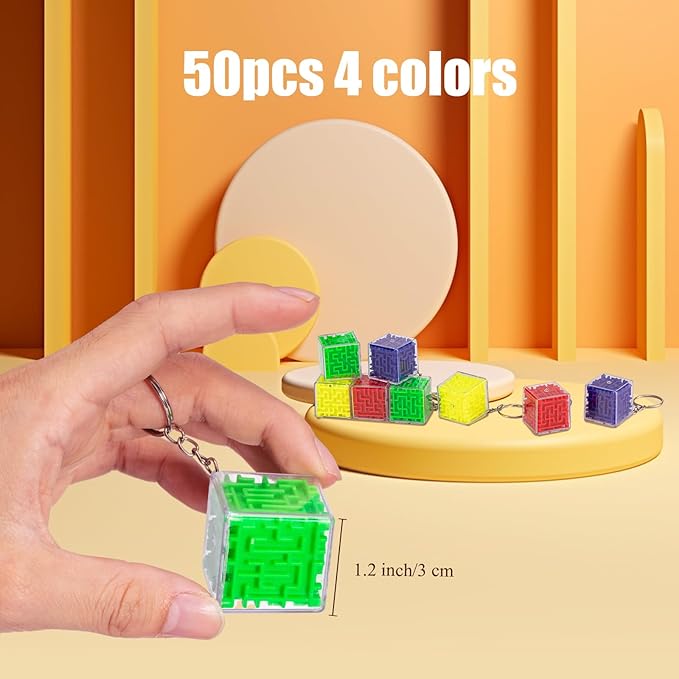 50 Pcs Maze Puzzle Toy Gift 3D Cube Box Mini Maze Christmas Puzzles Game for Adults Birthday Party Favors Stocking Stuffers for Kids