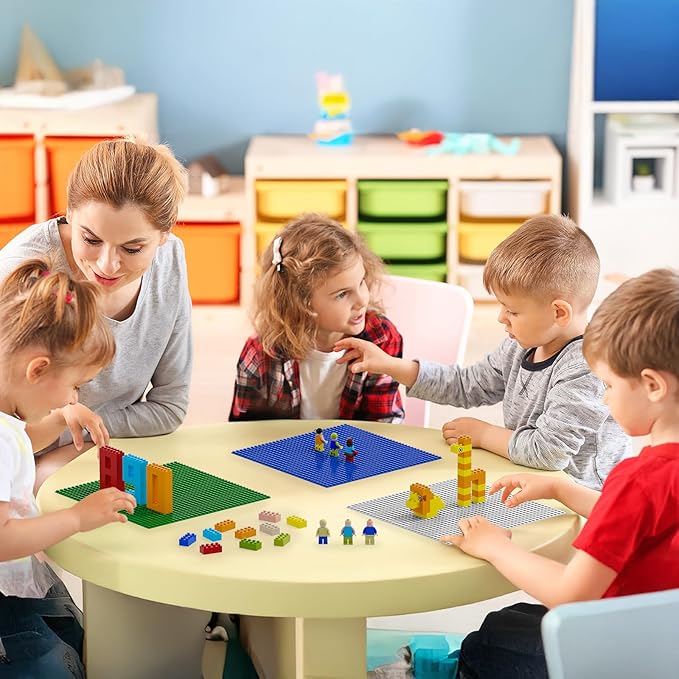 Classic Baseplates Building Plates-Pack of 10 Large 10" x 10" Building Bricks, Compatible with All Major Brands and Activity Table, Perfect STEM Gift for Builders Age 3+ (Multicolored)