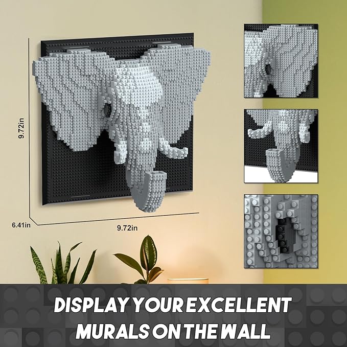Elephant Micro Mini Building Block Sets for Adults, No Compatible with Lego, 3D Animals Wall Art Kits for Home Wall Decor & Table Display, Creative Toy Gifts for Kids Teens Boys Girls (1625 PCS)