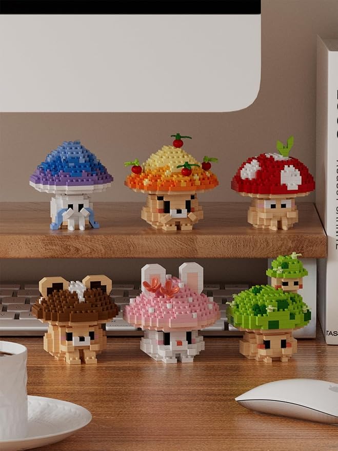 Jam Mushroom Mini Cute Mushroom Animals Building Toy Set Adorable Plant Blocks for Creative Play Bonsai Botanical Collection