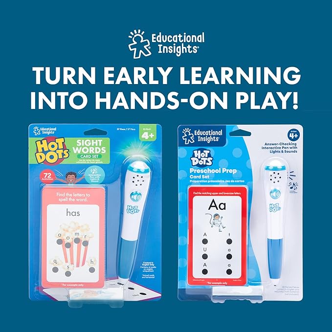 Educational Insights Hot Dots® Kindergarten Prep Set – Toddler ABC Flash Cards with Interactive Pen, Kindergarten Learning Activities, Reading & Math Workbooks, Learn to Read for Kids Ages 4+