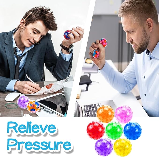 34Pcs Stress Balls, Squishy Squeeze Balls Bulk, Small Sensory Balls, ADHD Stress Relief for Adults , Classroom Prizes, Party Favors, Birthday Gift, Goodie Bag Stuffers