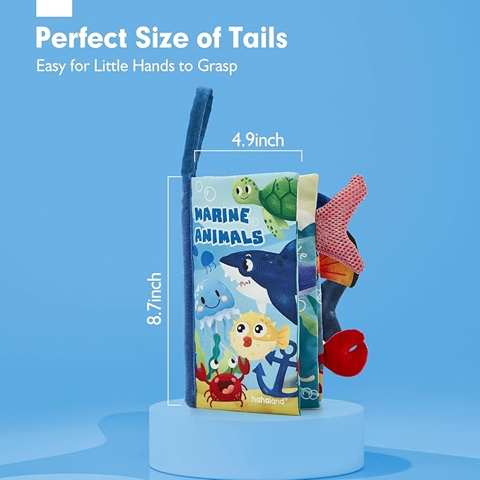 hahaland Baby Books 0-6 Months, Infant Tummy Time Toy Baby Toys 6 to 12 Months Touch Feel Book Baby Gifts for Boy Girl 0-3 Months Learning Toy Baby Christmas Birthday Gifts Stocking Stuffers (Single)