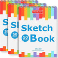 3-Pack 50 Sheets 9" x 12" Sketch Book, Spiral Bound Art Sketchbook, Bulk School Supplies for Kids, Acid Free Artist Easel Drawing Paper Pad for Drawing Painting Writing Sketching