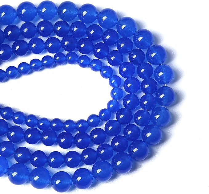 4MM 88PCS Deep Blue Chalcedony Natural Stone Loose Beads for Jewelry Making DIY Bracelet