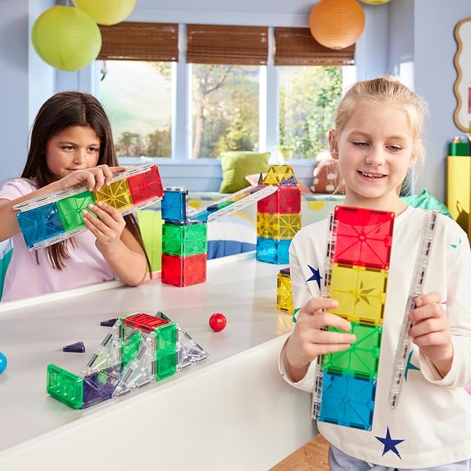 MAGNA-TILES Rail Racers Deluxe 90-Piece Magnetic Construction Set, The Original Magnetic Building Brand