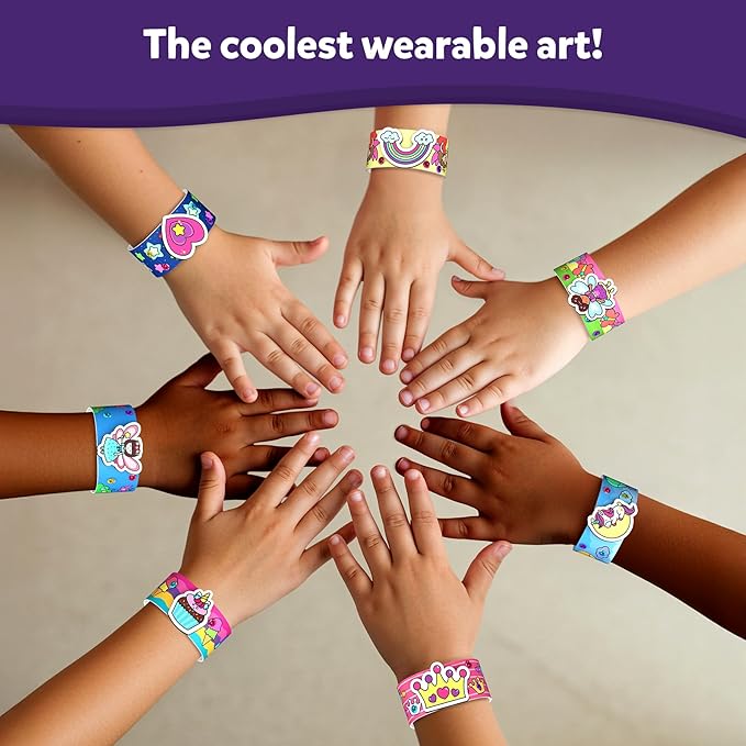 Skillmatics Art & Craft Activity - Snap Bandz, Unicorns & Princesses, Stocking Stuffers, DIY Mess-Free Creative Kit, 8 Bands (8.6"), for Girls & Boys Ages 4, 5, 6, 7, 8, 9, 10